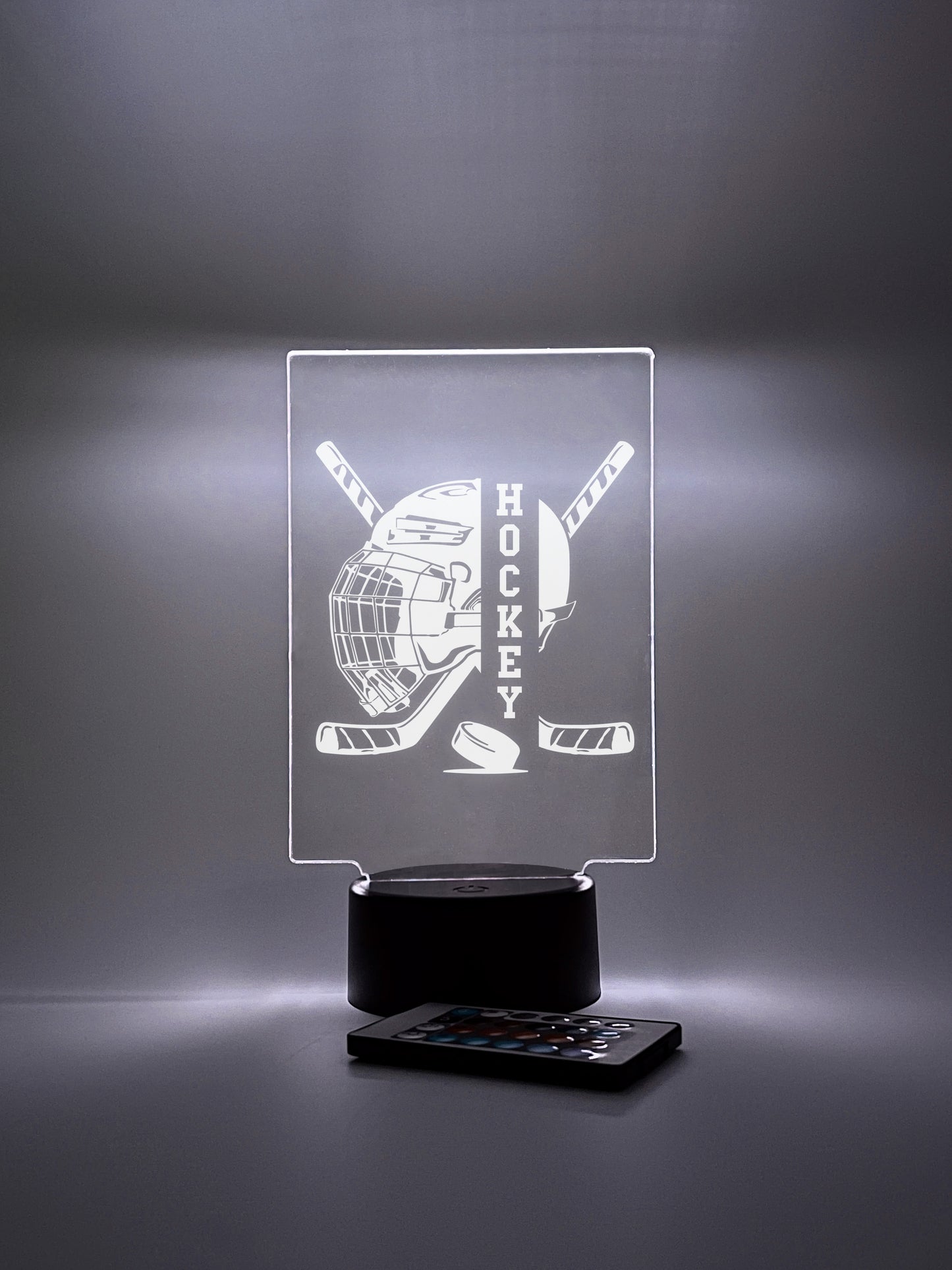 Hockey Player Personalized LED Night Light Lamp - Custom Gift for Fans, Sports Bedroom, Game Room Decor, Party Enhancer, Remote Included)