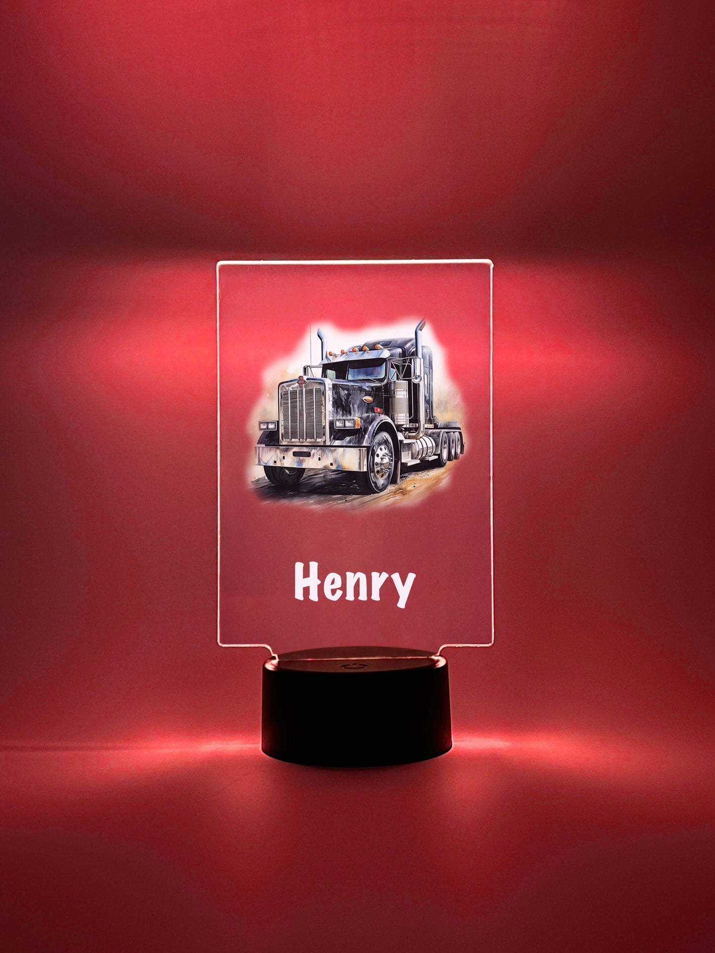 Free Personalized 16 Colors Changing LED Night Light Up Table Lamp Boys Room Decor Semi Truck Tractor Trailer 18 Wheeler, Trucker's Best Gift