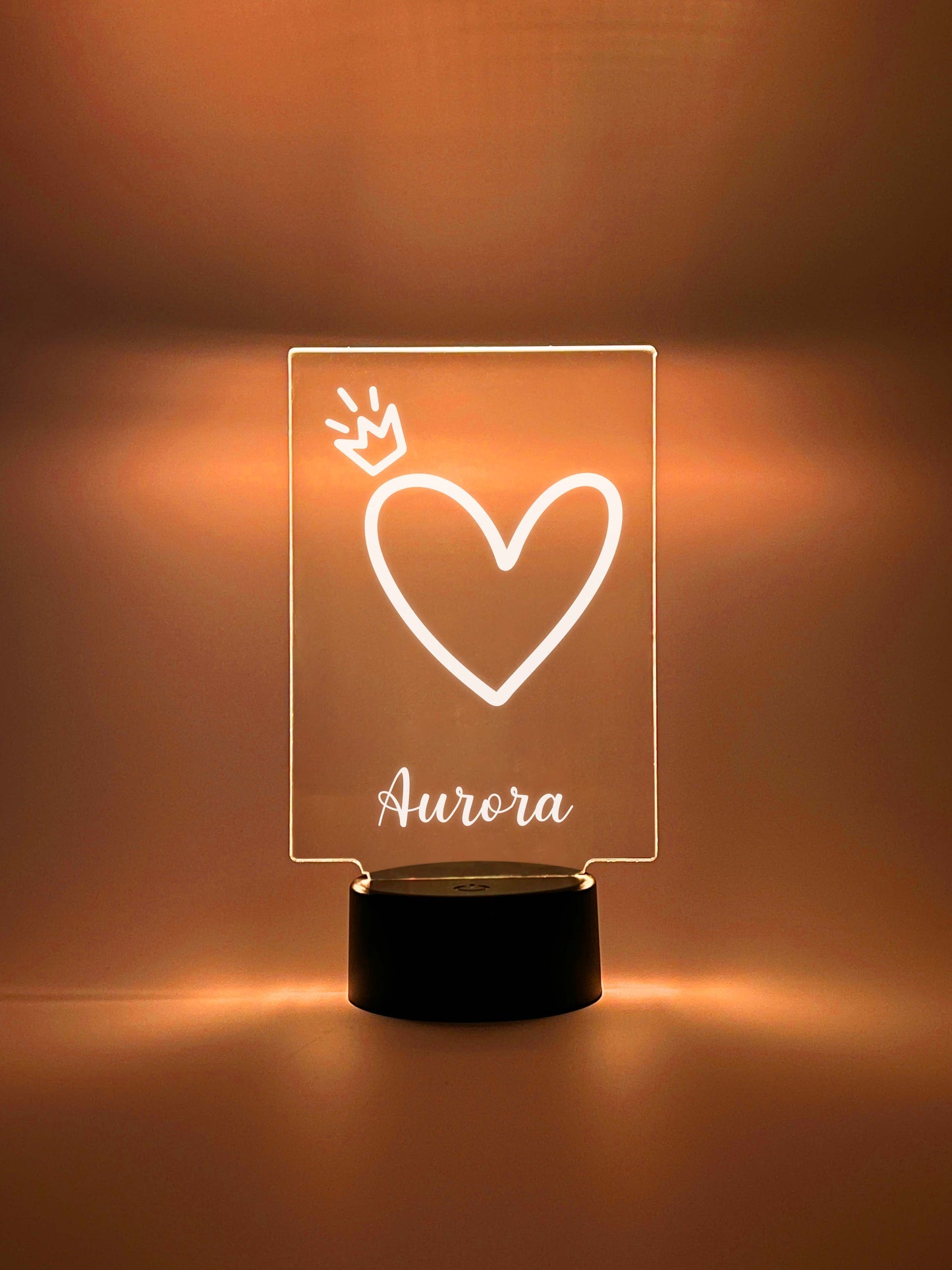 Custom Heart with Crown Design Night Light Up Table LED Lamp