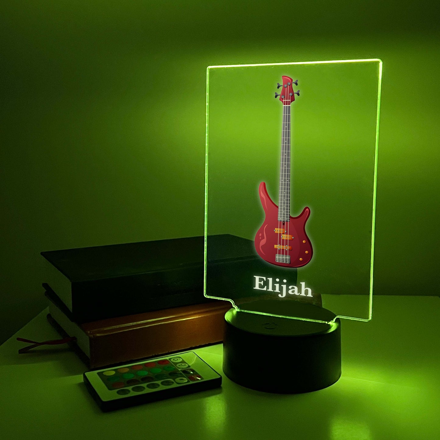 Custom Base Guitar LED Night Light Desk Table Lamp Gift for Musicians, 16 Colors, Personalized Base Guitar Lamp, Gift for Guitarist, Personalized Free