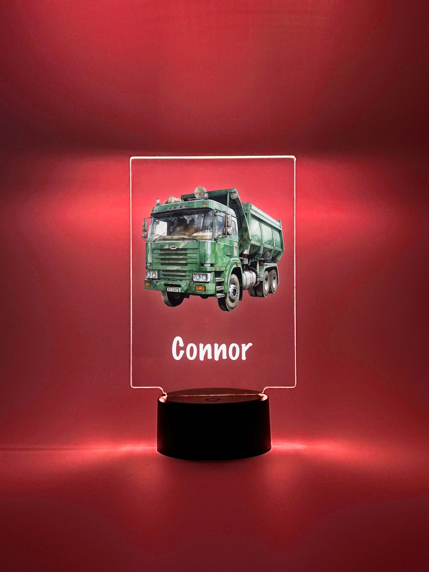 Personalized Boys Garage Truck LED Lamp, 16 Colors, Sanitation Garbage Trash Truck Dumping Trailer Heavy Duty Equipment Themed Gift