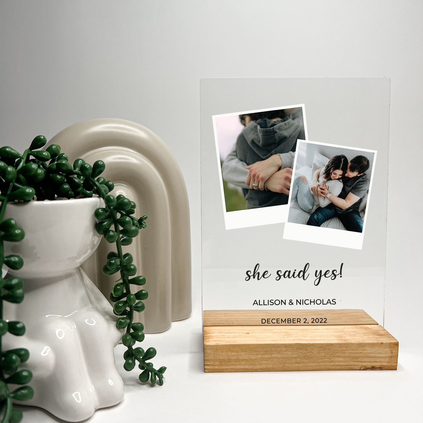 Personalized Custom Photo Collage Wood Base Desk Table Stand