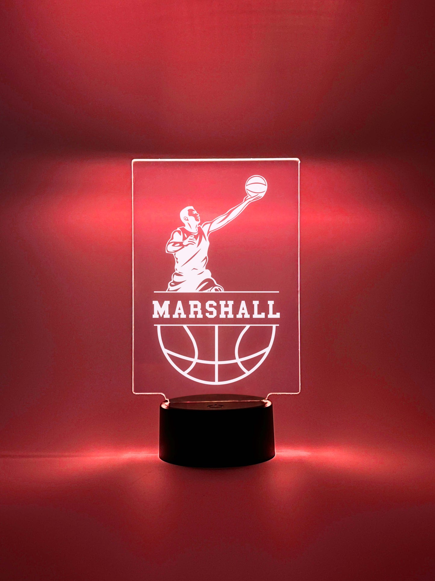 Basketball Player Personalized LED Night Light Lamp - Custom Gift for Fans, Sports Bedroom, Game Room Decor, Party Enhancer, Remote Included)