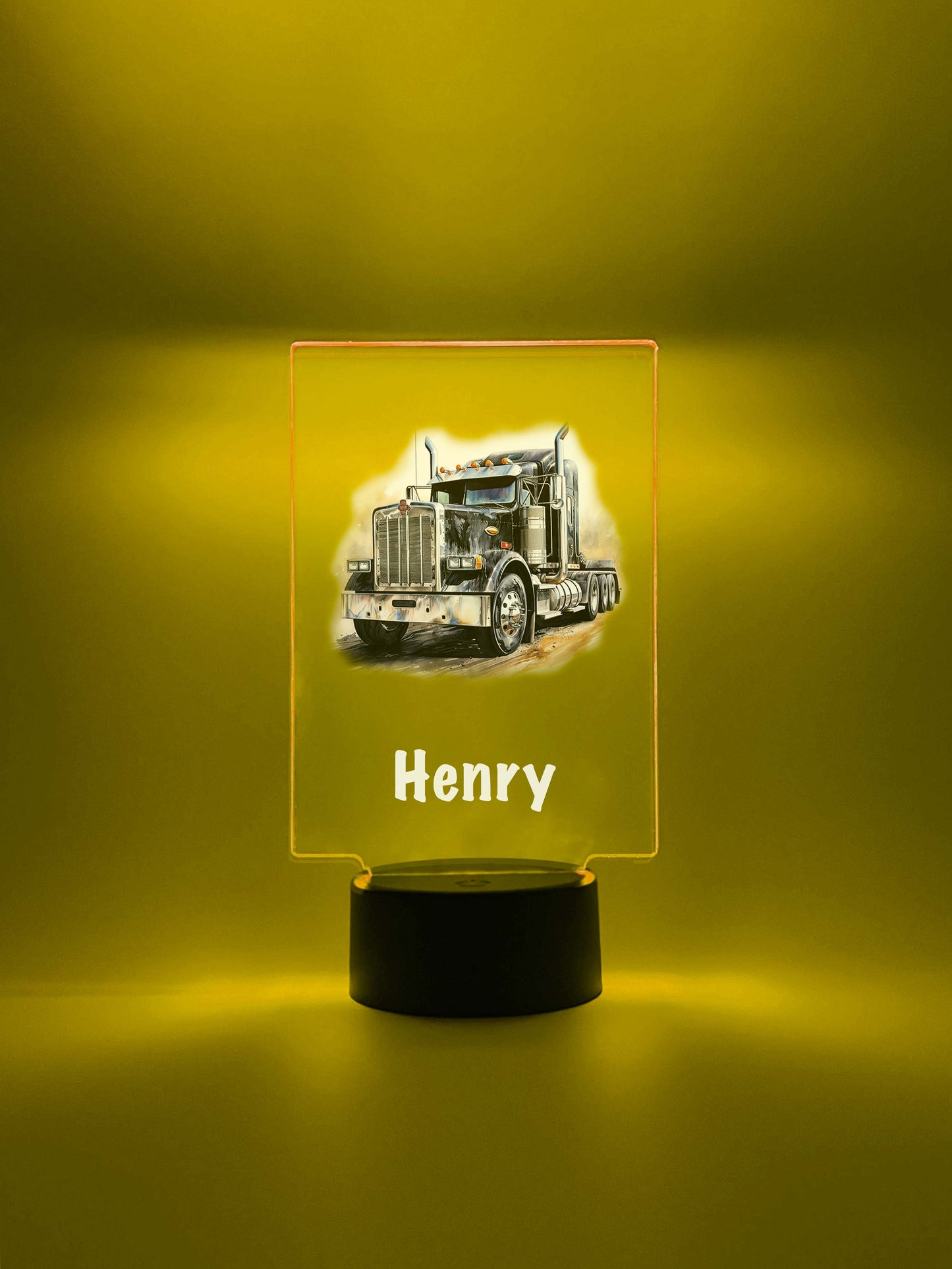 Free Personalized 16 Colors Changing LED Night Light Up Table Lamp Boys Room Decor Semi Truck Tractor Trailer 18 Wheeler, Trucker's Best Gift