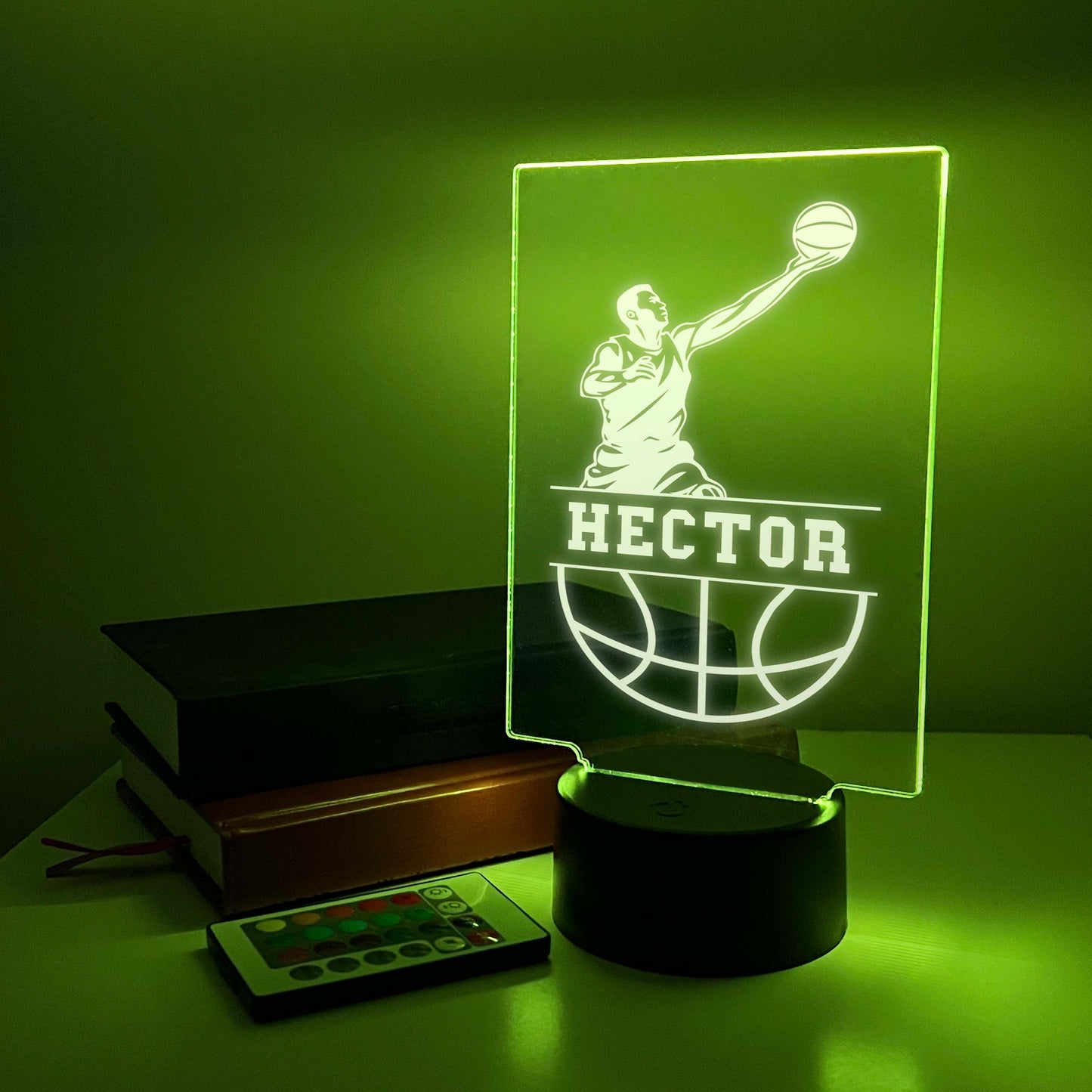 Basketball Player Personalized LED Night Light Lamp - Custom Gift for Fans, Sports Bedroom, Game Room Decor, Party Enhancer, Remote Included)