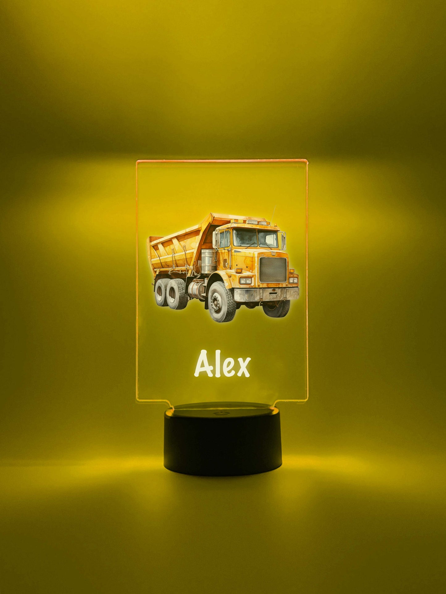 Free Personalized LED Stand Night Light Up Table Lamp Boys Room Decor, Construction, Dump Truck Dumping Trailer, Heavy Duty Equipment Gift