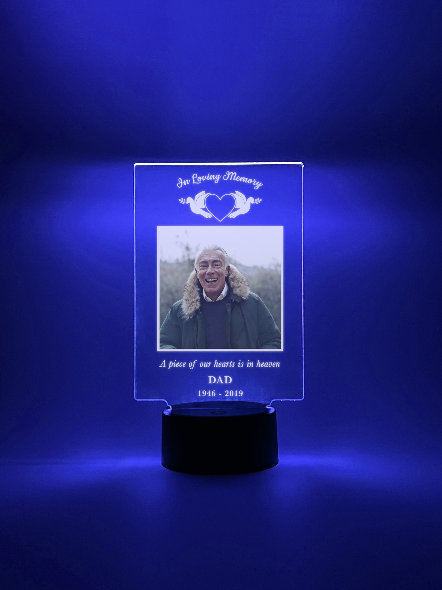 Personalized Unique Sympathy Gifts LED light, 16 COlors For Loss Custom In Loving Memory Loved One Light Up Picture Frame Photo & Text Memorial Plaque Night Lamp