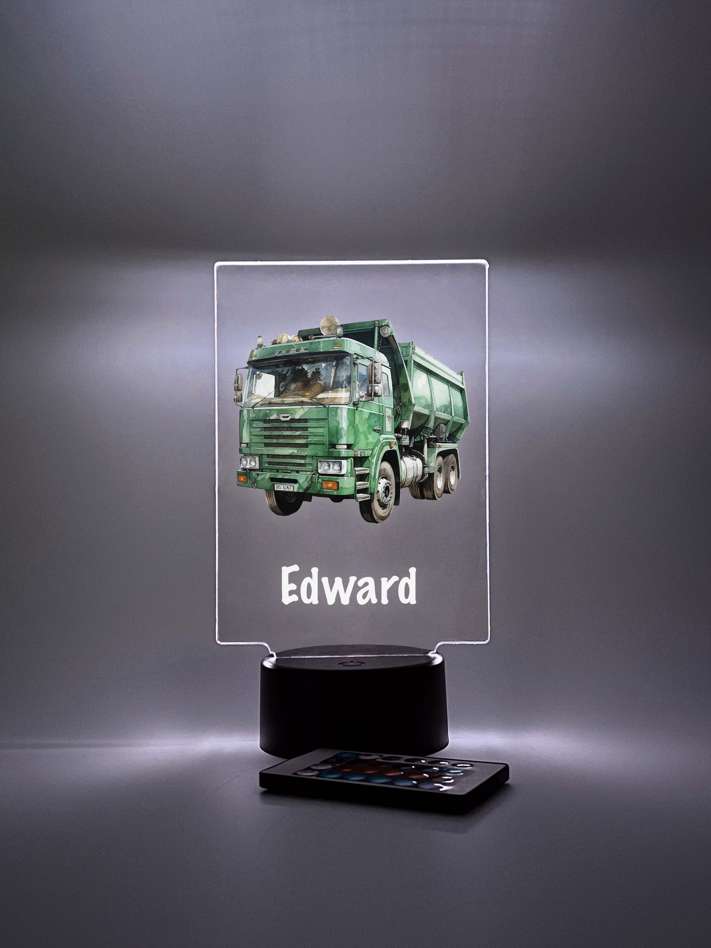 Personalized Boys Garage Truck LED Lamp, 16 Colors, Sanitation Garbage Trash Truck Dumping Trailer Heavy Duty Equipment Themed Gift