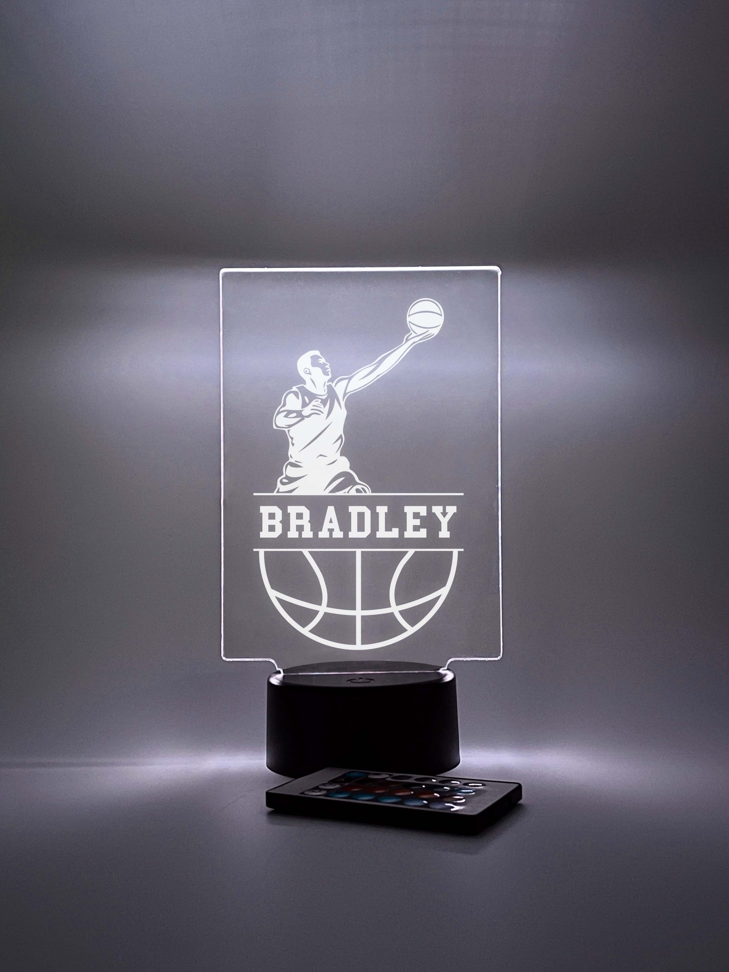 Basketball Player Personalized LED Night Light Lamp - Custom Gift for Fans, Sports Bedroom, Game Room Decor, Party Enhancer, Remote Included)