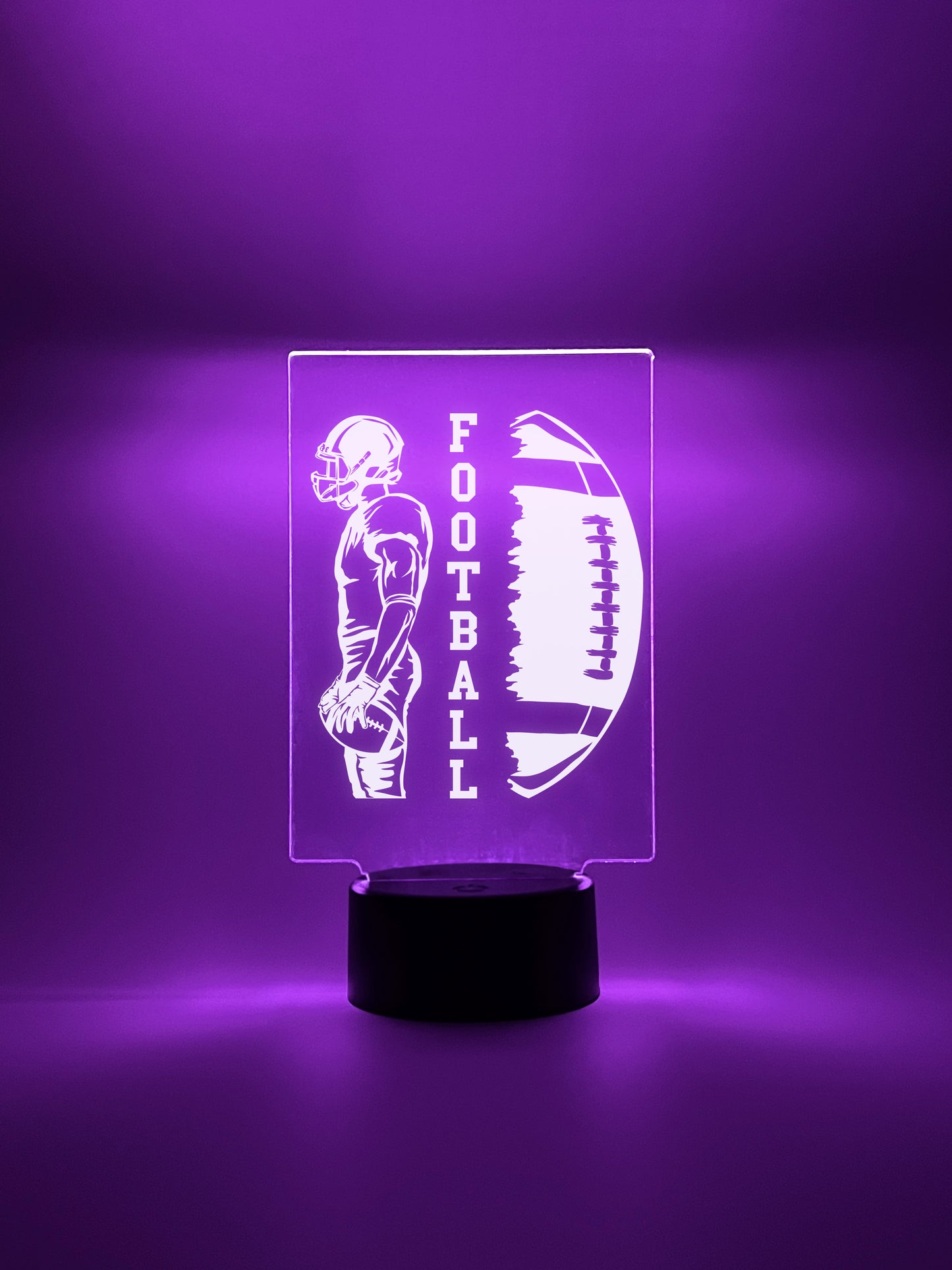 Football Player Personalized LED Night Light Lamp - Custom Gift for Fans, Sports Bedroom, Game Room Decor, Party Enhancer, Remote Included)