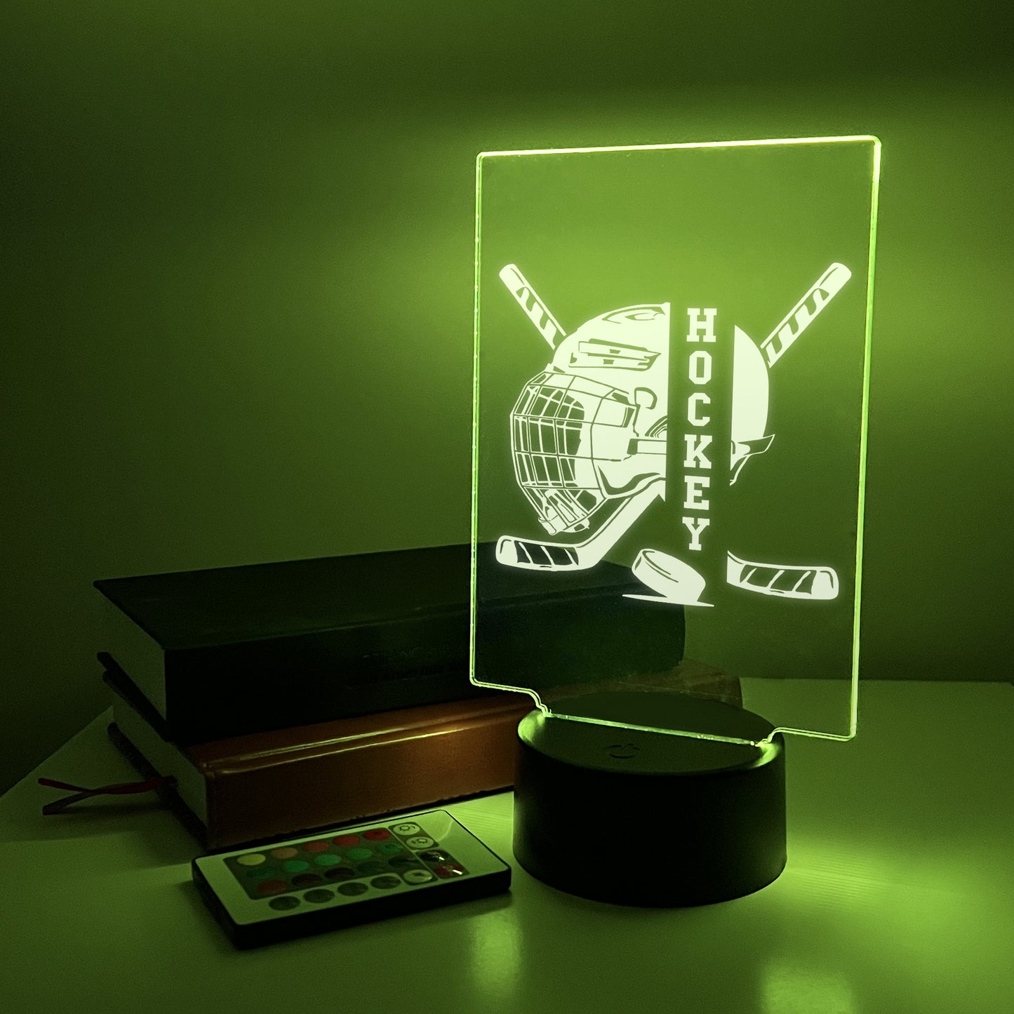 Hockey Player Personalized LED Night Light Lamp - Custom Gift for Fans, Sports Bedroom, Game Room Decor, Party Enhancer, Remote Included)