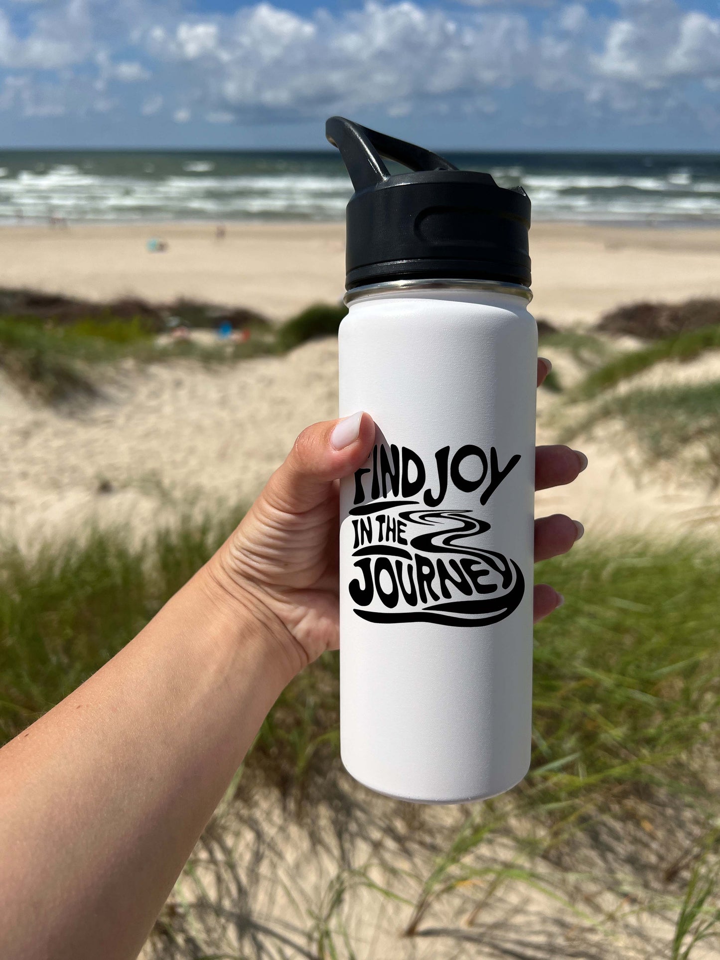 Find Joy in the Journey Sports Water Bottle 18/32 oz, Traveling, Stainless Steel Insulated Flasks, Custom Water Bottle, Name Bottle,  Keeps Cold 24 Hrs