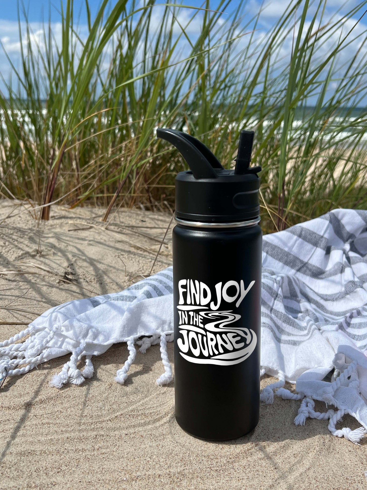 Find Joy in the Journey Sports Water Bottle 18/32 oz, Traveling, Stainless Steel Insulated Flasks, Custom Water Bottle, Name Bottle,  Keeps Cold 24 Hrs