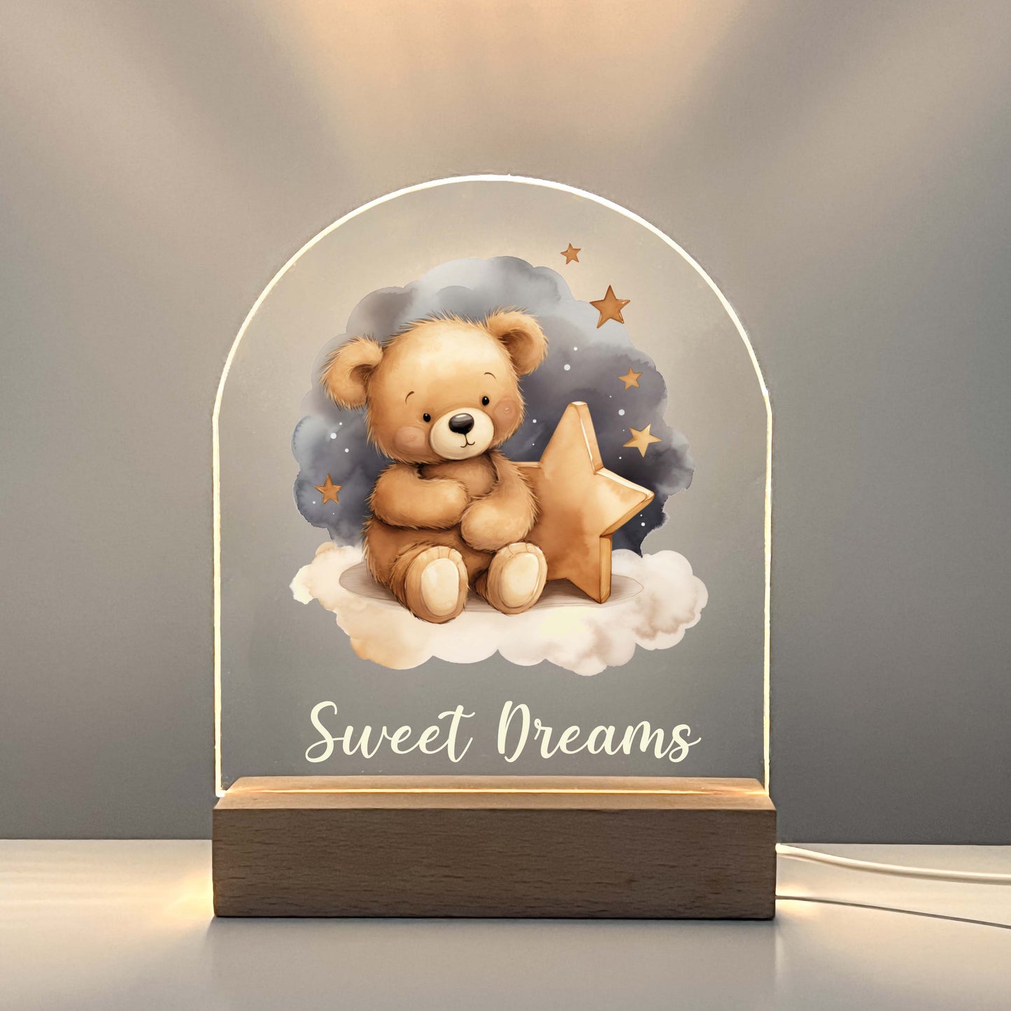 Personalized Sweet Dreams Teddy Bear Night Light Custom Engraved Name Lamp | Night Light Lamp | New Baby Gift | Nursery Gift | Bedroom Decor