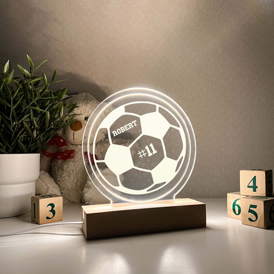 Soccer 3D Night Light, Add number, Gift for Soccer Player, Personalized Gift, Desk Lamp, Sports Bedroom, Soccer LED Light