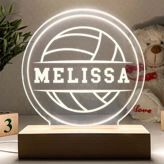 Volleyball LED lamp, Wooden Stand with White light, Volleyball Gift, Senior Year Volleyball Gift, Athlete, Personalized Gift , Sports Bedroom