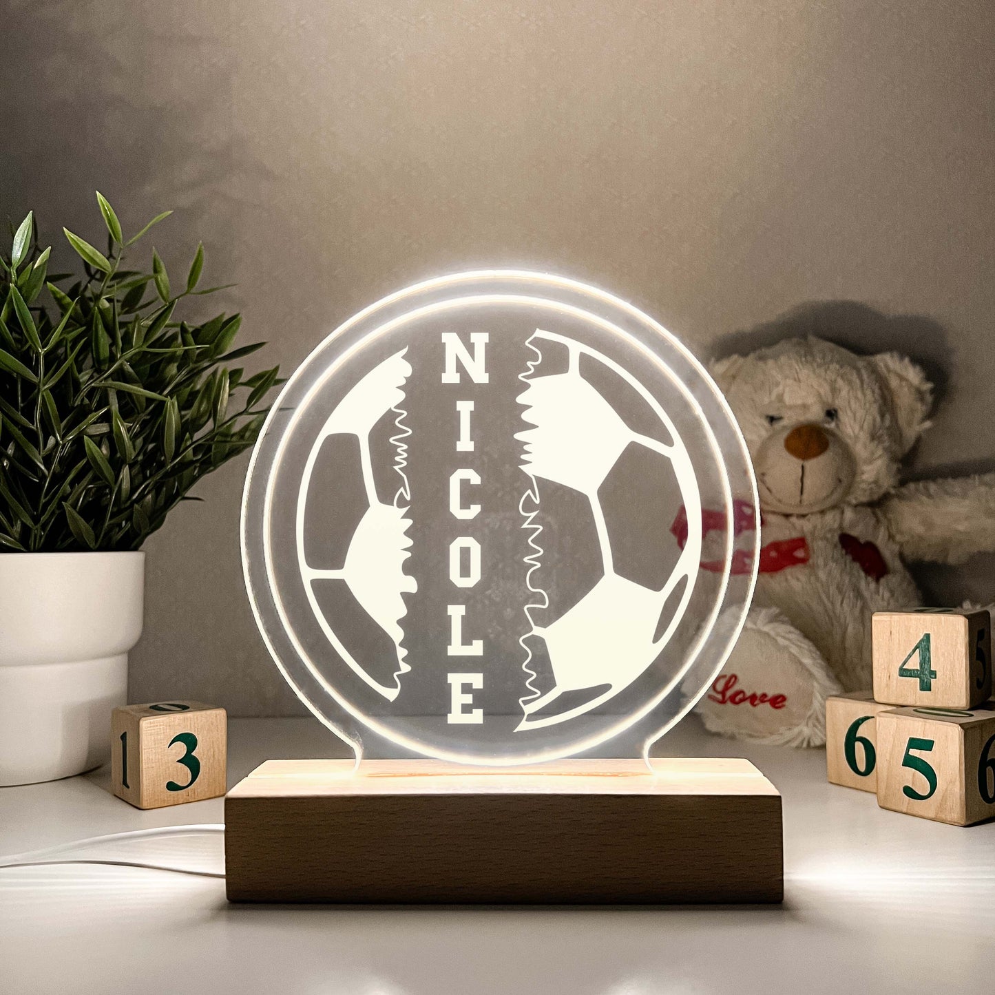 Soccer 3D Night Light. Gift for Soccer Player, Personalized Gift, Desk Lamp, Sports Bedroom, Soccer LED Light