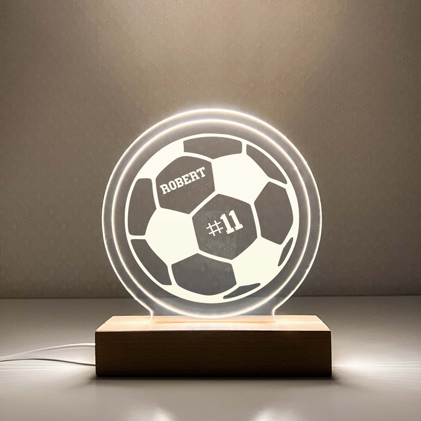 Soccer 3D Night Light, Add number, Gift for Soccer Player, Personalized Gift, Desk Lamp, Sports Bedroom, Soccer LED Light