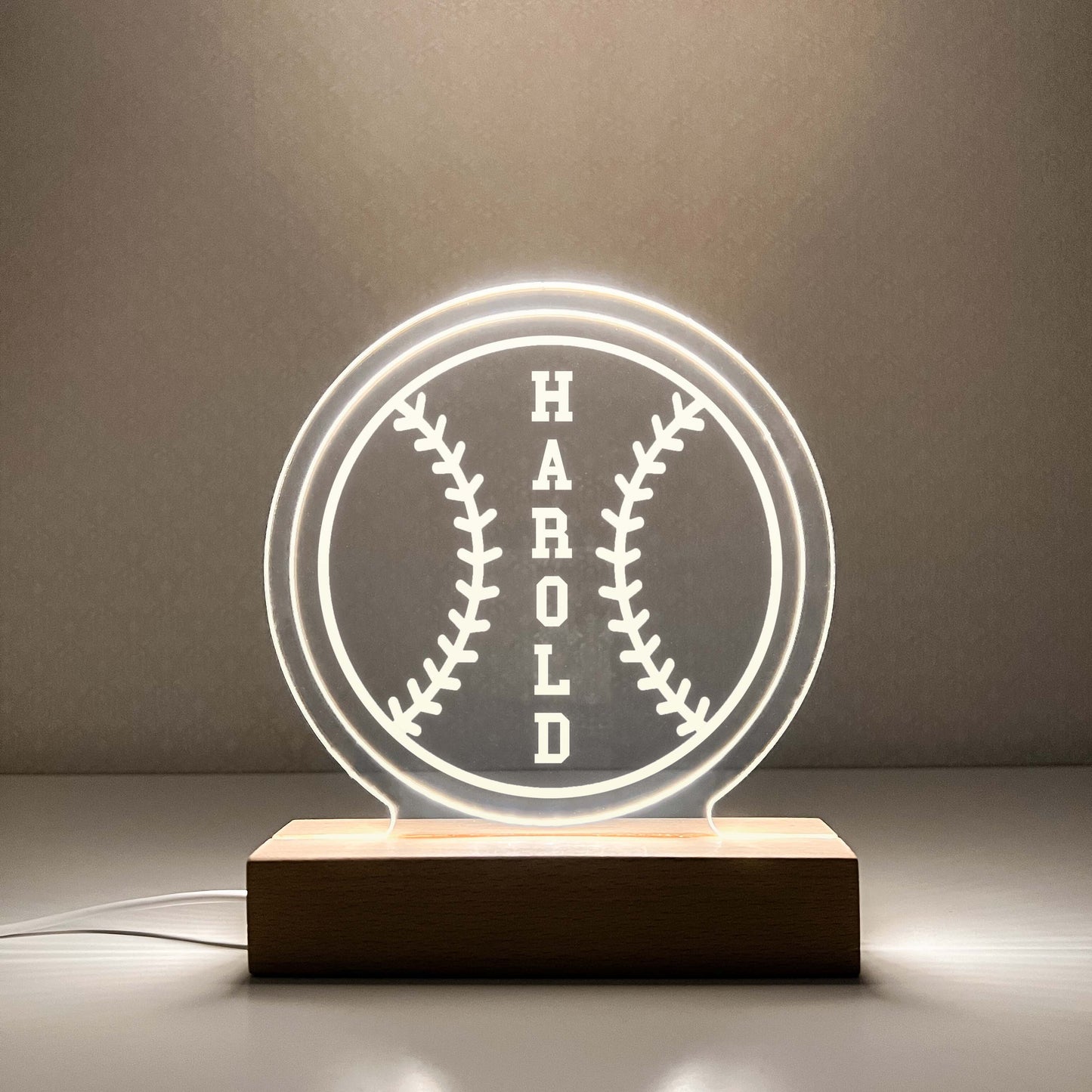 Baseball 3D Night Light. Gift for Baseball Player, Personalized Gift, Desk Lamp, Sports Bedroom, Baseball LED Light