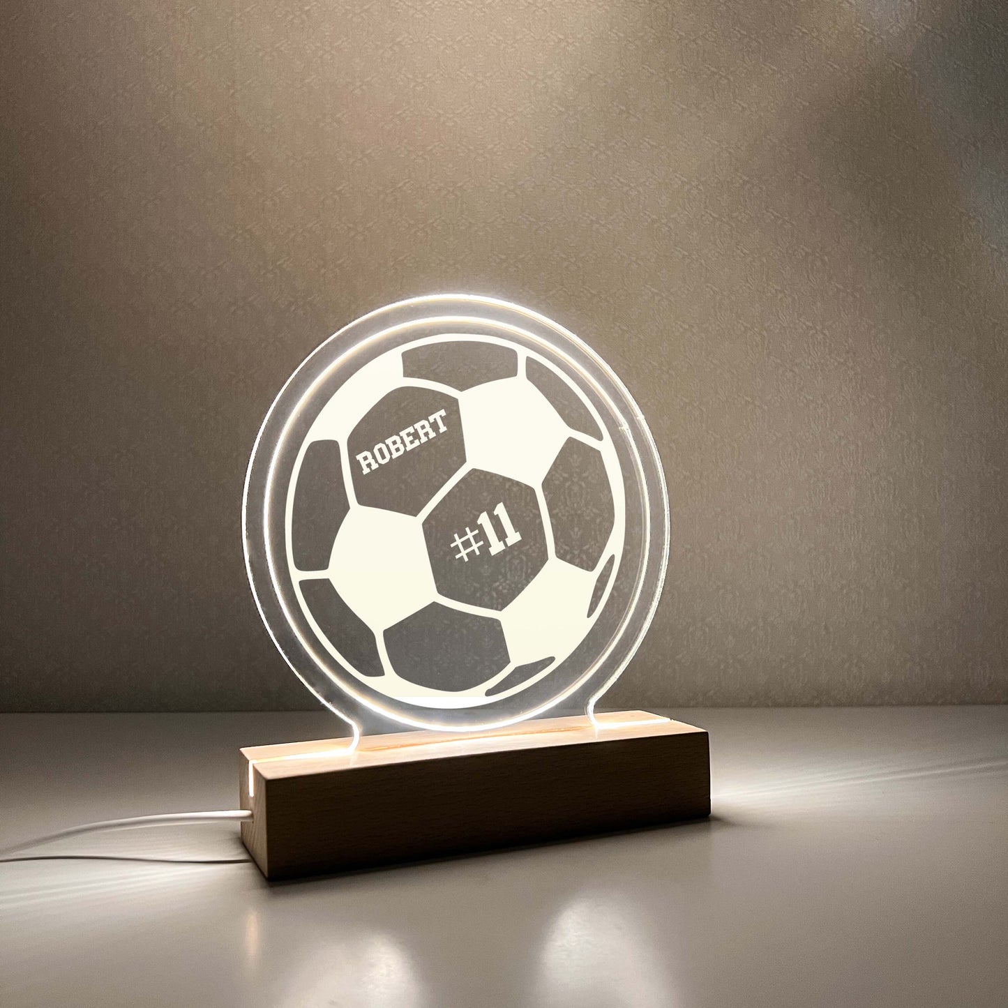 Soccer 3D Night Light, Add number, Gift for Soccer Player, Personalized Gift, Desk Lamp, Sports Bedroom, Soccer LED Light