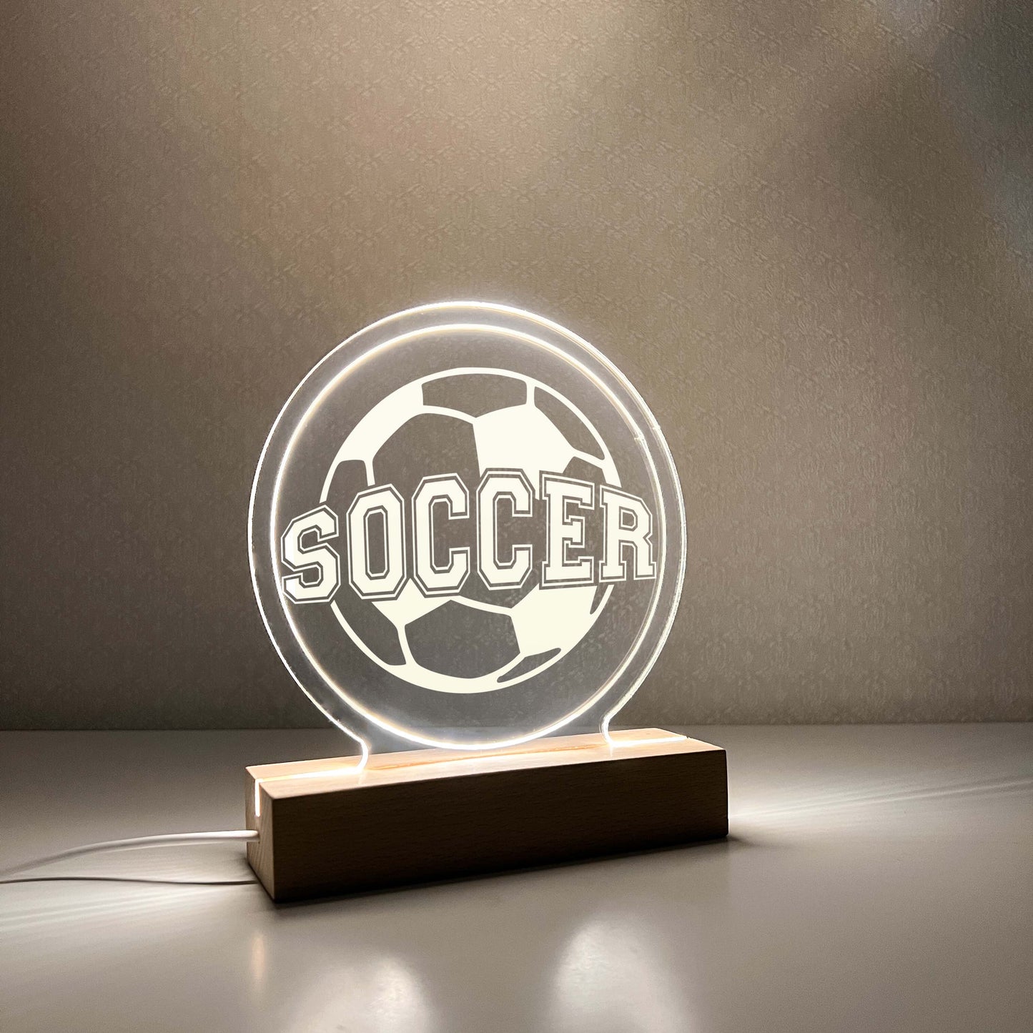 Soccer 3D Night Light. Gift for Soccer Player,  Desk Lamp, Sports Bedroom, Soccer LED Light