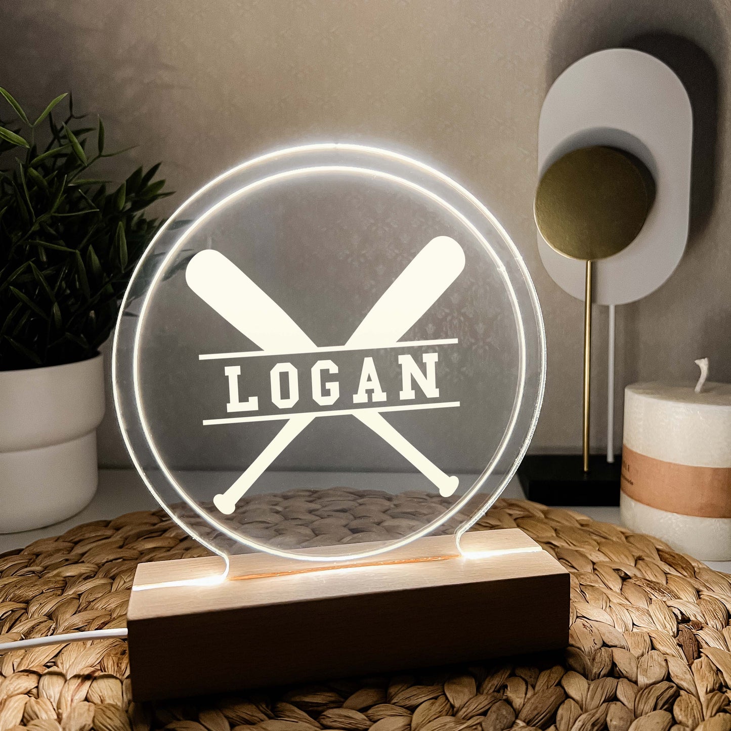 Baseball 3D Night Light. Gift for Baseball Player, Personalized Gift, Desk Lamp, Sports Bedroom, Baseball LED Light