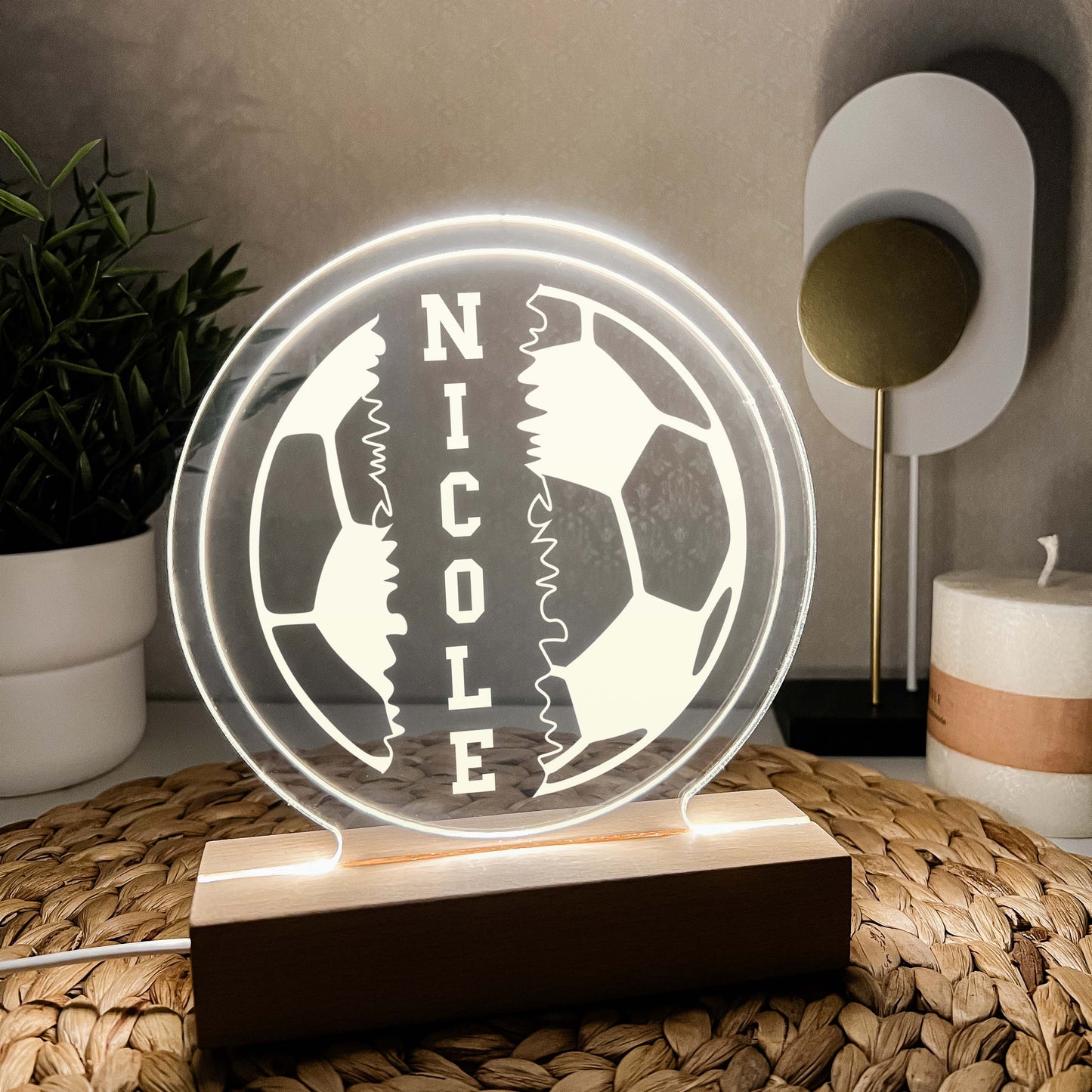 Soccer 3D Night Light. Gift for Soccer Player, Personalized Gift, Desk Lamp, Sports Bedroom, Soccer LED Light