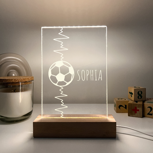 Sports Wood Night Light Up Stand Table Desk Lamp LED Personalized Free Engraving
