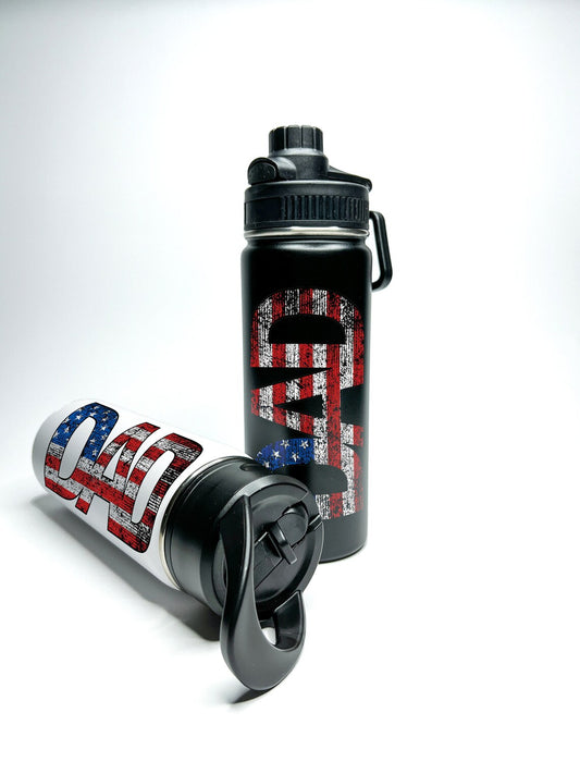 American Flag DAD Sports Water Bottle 18/32 oz Stainless Steel Insulated Flasks