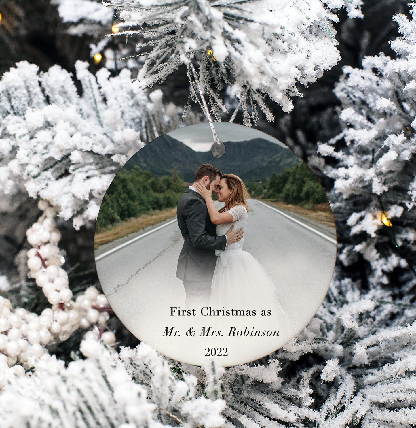 Christmas Wedding Ornament with Personalized Engraved Name