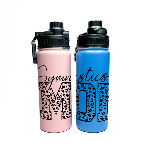 Gymnastics Mom Cheetah Print Water Bottle 18/32 oz Stainless Steel Insulated Flasks