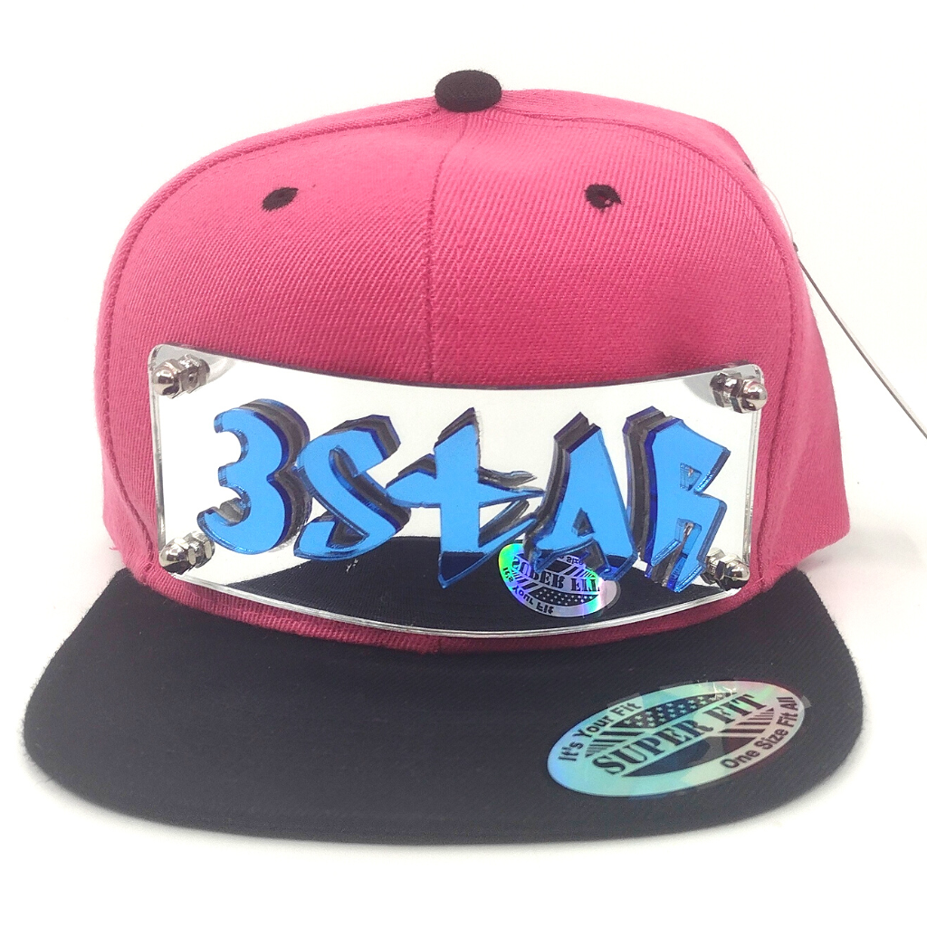Pink and Black Custom Snapback Hat, Laser Cut, Made to Order, Exclusive Creation