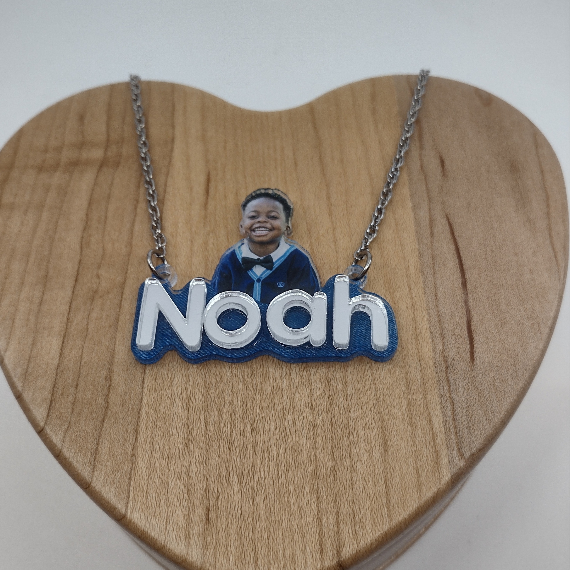 Custom Picture Photo Printed on Premium Clear Acrylic Necklace Pendant Personalized Free Laser Cut Name With Quality Choice Chain