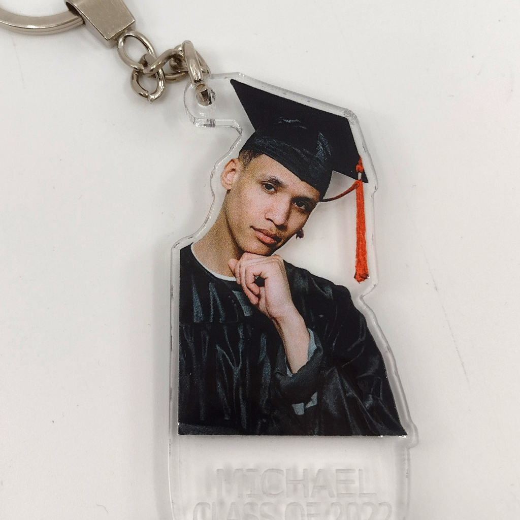 Custom Graduation Photo With Name and Year UV Printed Key Chain