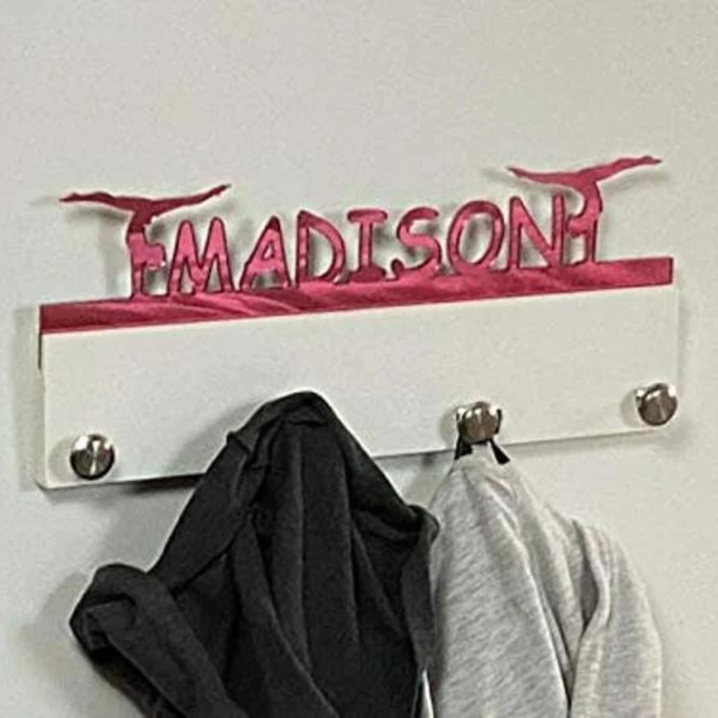 Gymnast Personalized Sports Coat Hook Hanger, Handmade Wall Organizer, Storage Space for Your Living Space
