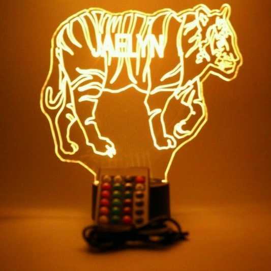 Tiger LED Tabletop Night Light Up Lamp, 16 Color options with Remote
