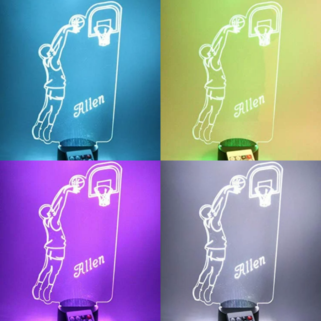 Basketball Player, Sports LED Tabletop Night Light Up Lamp, 16 Color options with Remote
