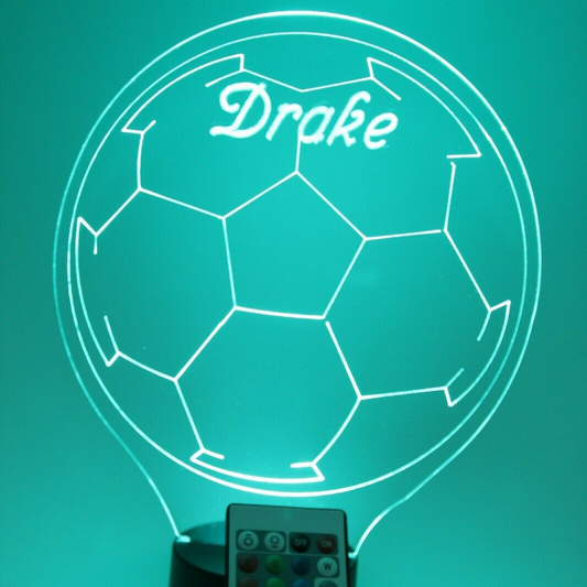 Soccer Ball, Sports LED Tabletop Night Light Up Lamp, 16 Color options with Remote