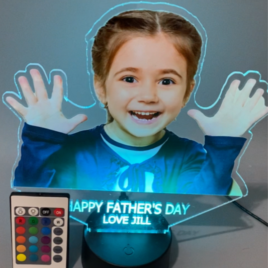 Custom Photo LED Night Light Table Lamp, 16 Color options with Remote