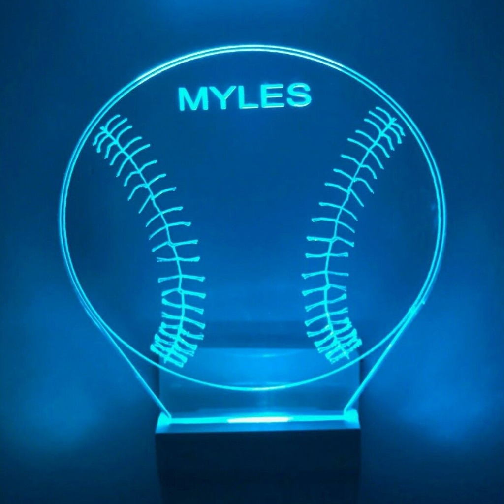 Baseball LED Night Light Multi Color Wall Plug-in, Cool-Touch Smart Dusk to Dawn Sensor