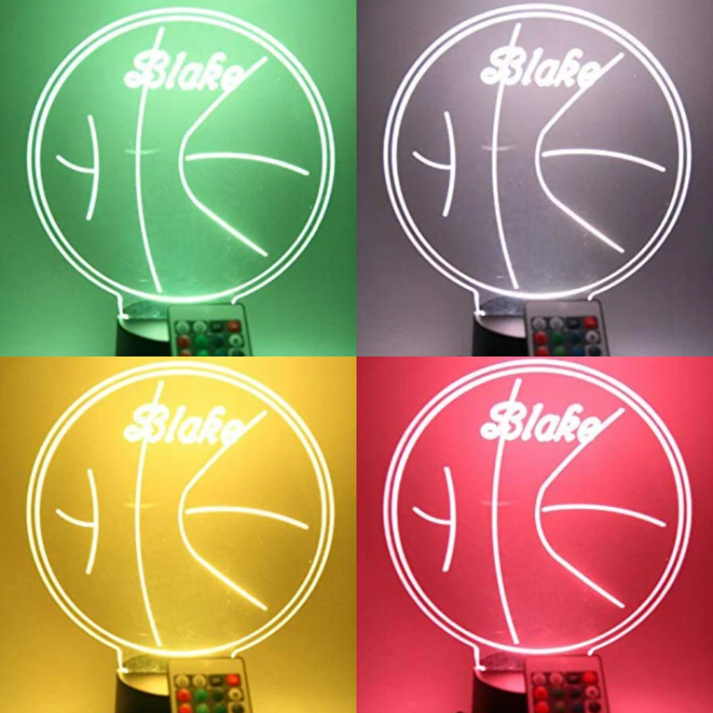 Basketball, Sports LED Tabletop Night Light Up Lamp, 16 Color options with Remote