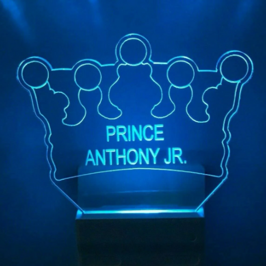 Prince Crown Night Light Multi Color Personalized LED Wall Plug-in Cool-Touch Smart Dusk to Dawn Sensor