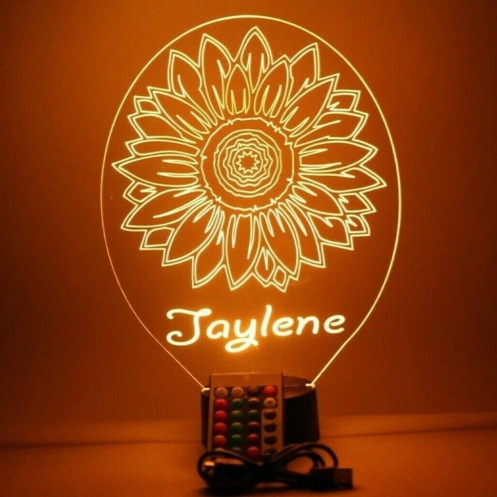 Sunflower LED Tabletop Night Light Up Lamp, 16 Color options with Remote
