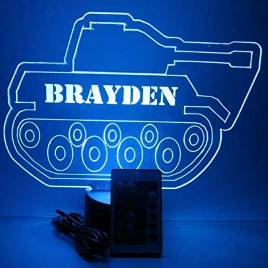 Armored Combat Battle Tank LED Tabletop Night Light Up Lamp, 16 Color options with Remote