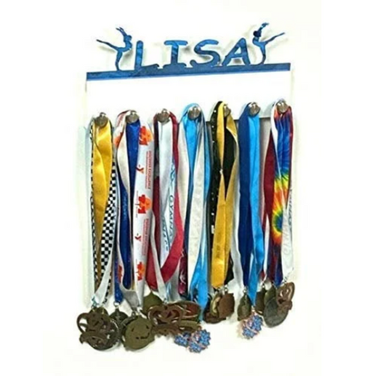 Dancer Personalized Sports Medal Holder, Handmade Wall Organizer, Storage Space for Your Living Space