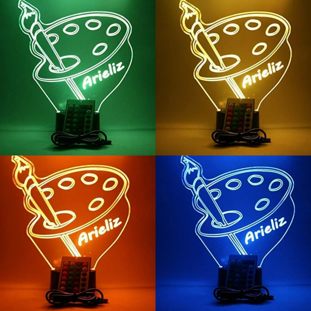 Artist Painting Palette LED Tabletop Night Light Up Lamp, 16 Color options with Remote