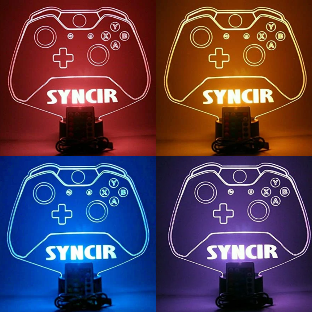 Video Game Controller LED Tabletop Night Light Up Lamp, 16 Color options with Remote