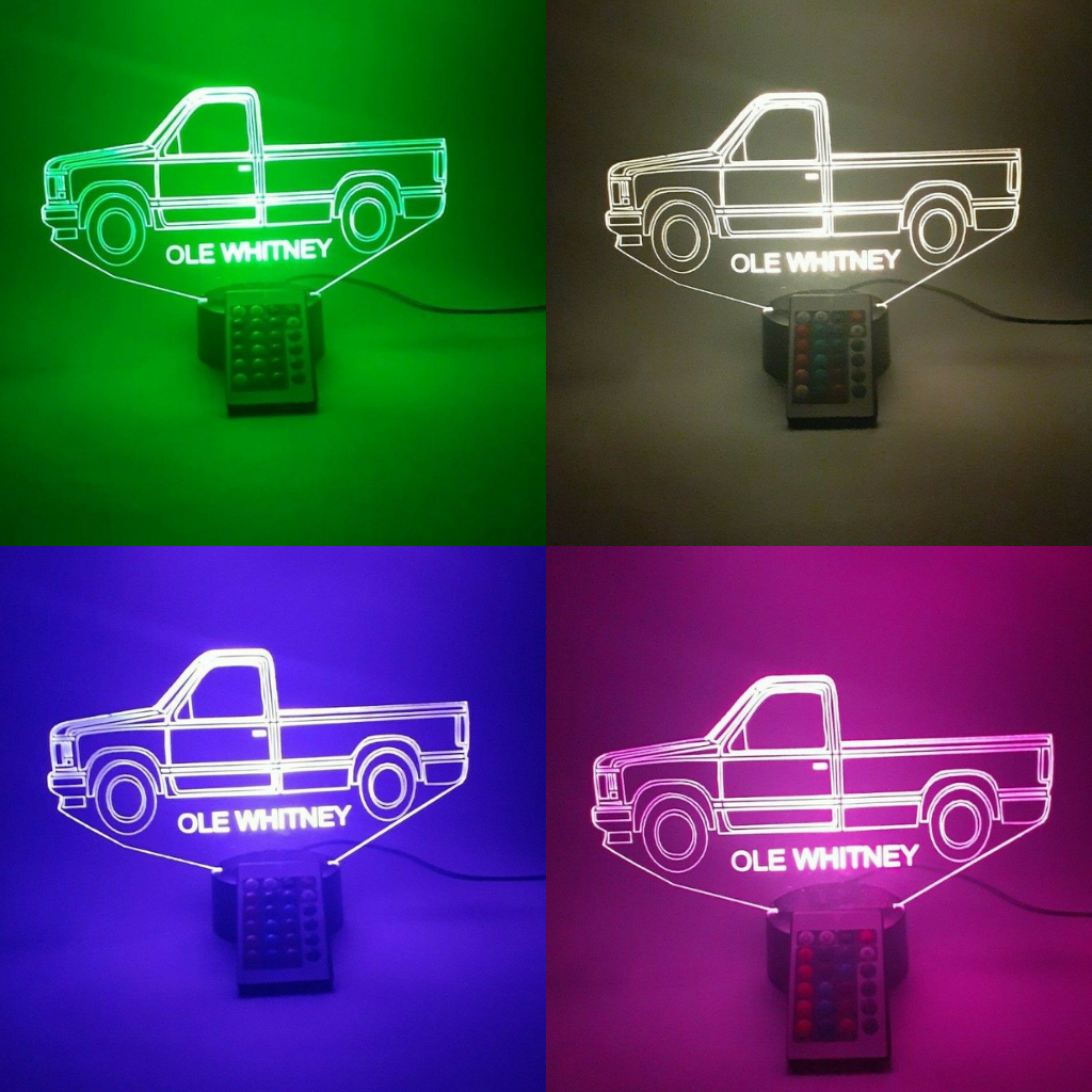 Pickup Truck LED Tabletop Night Light Lamp, 16 Color options with Remote