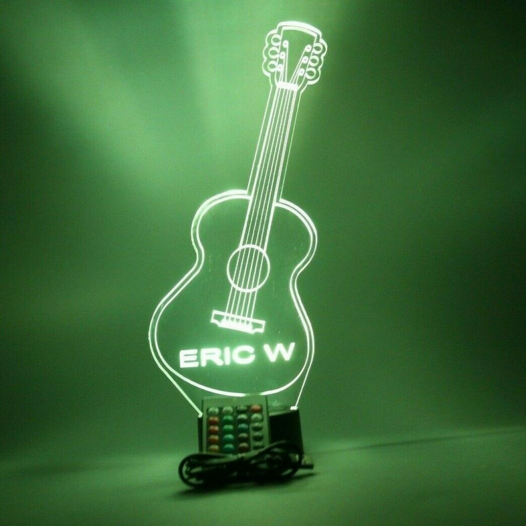 Guitar LED Tabletop Night Light Up Lamp, 16 Color options with Remote