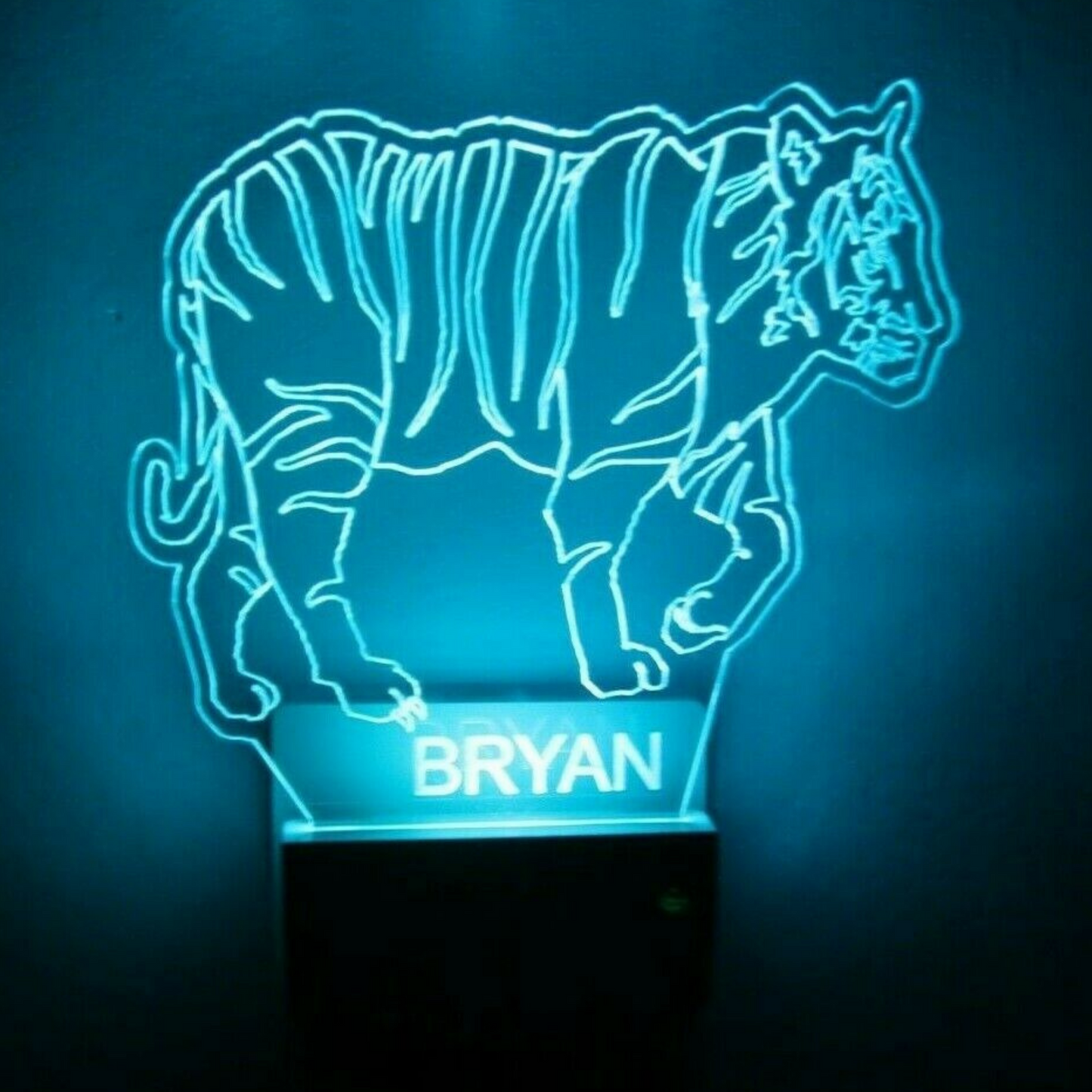 Tiger Night Light Multi Color Personalized LED Wall Plug-in, Cool-Touch Smart Dusk to Dawn Sensor Kids Children's Bedroom Hallway Super Cool